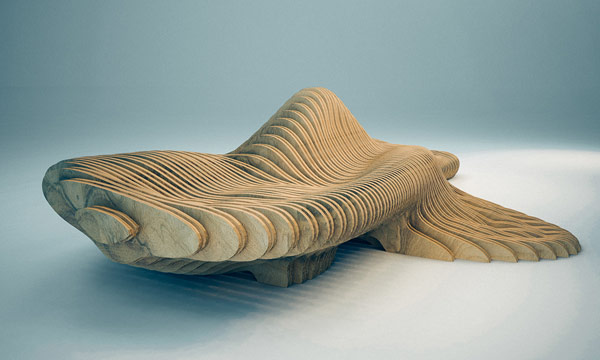 The flowing forms of this bench are inspired by the organic shapes found in the deep sea.