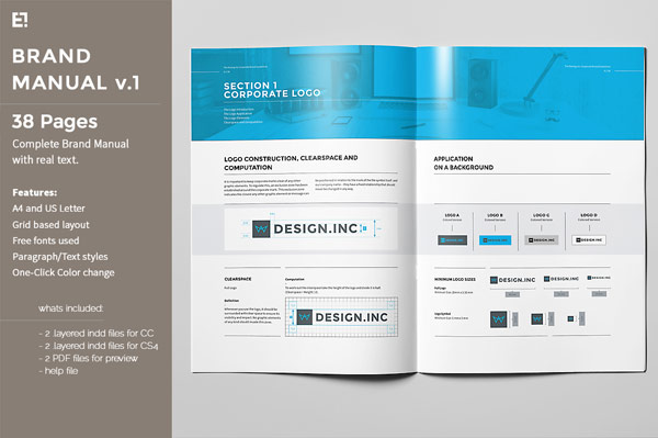 Each page of this comprehensive brand manual is based on a uniform grid layout.