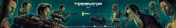 Terminator Genisys - Fan art movie poster illustration created in an extra wide format by Cristian de la Fuente.