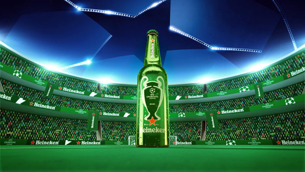 The giant Heineken bottle stands there like a trophy.
