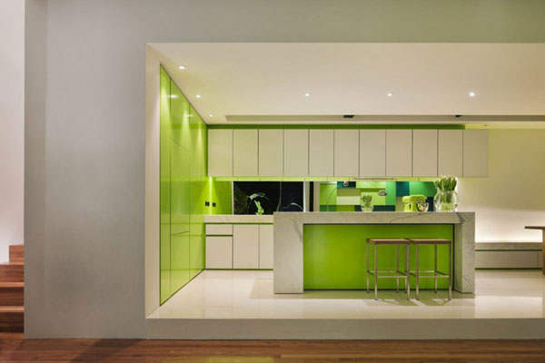 A modern and open kitchen design.