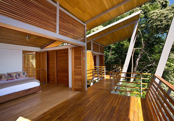 Bedroom with open views of the Costa Rican Jungle.