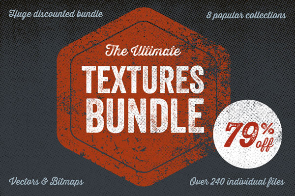A huge discounted bundle of vintage textures as vectors and bitmaps.