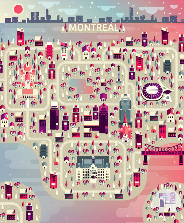 Montreal from the Cosmópolis illustrations part 3 by Aldo Crusher.