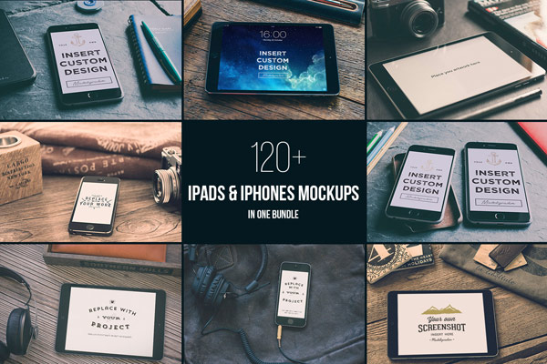 Packed with more than 120 iPds and iPhone mockups.