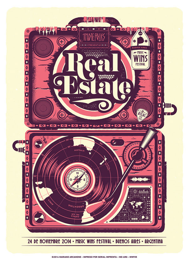 Real Estate poster artwork for the Music Wins Festival in Argentina.
