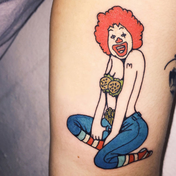 Ronald McDonald as sexy Pin-Up girl.