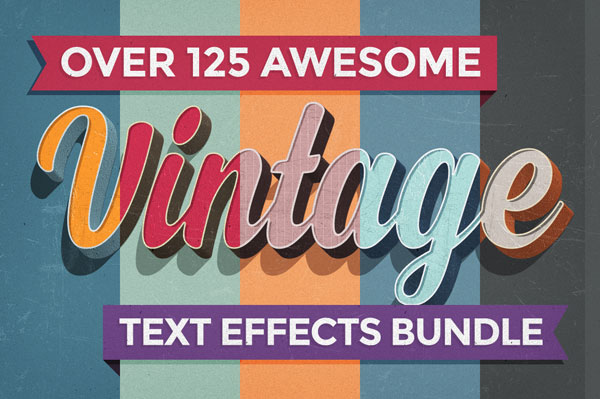 Over 125 awesome retro vintage text effects collected in one great bundle.