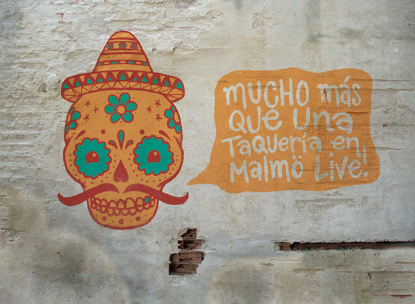 Mexican restaurant mural.