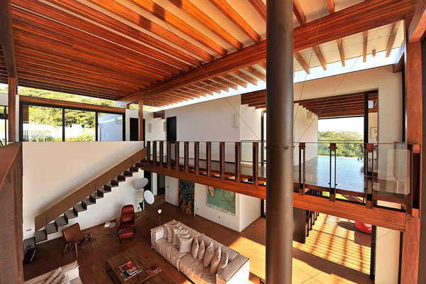 This is the upper level of the luxury house by Candida Tabet Architecture.
