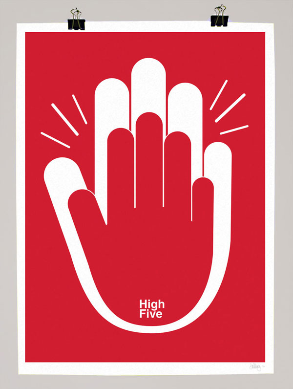 High Five - another minimalist one color print.