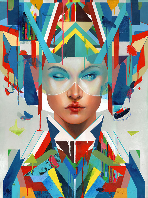 'Racer', another colorful portrait created by painter Erik Jones in 2013.