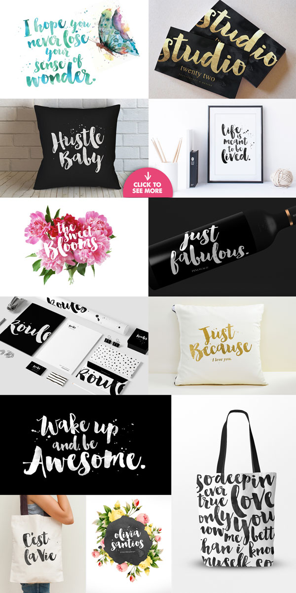 Some examples of use. Everything was created with the Bonjour typeface.