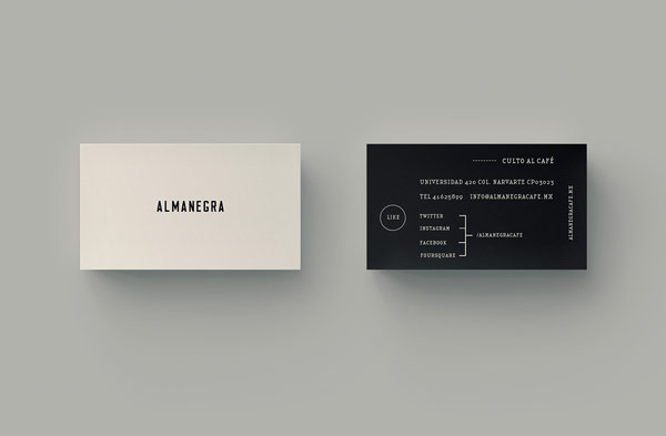 Two-sided business cards based on simple black and white colors.