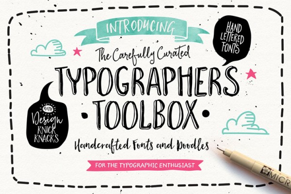 The Typographer's Toolbox, a collection of handcrafted fonts and doodles by Nicky Laatz for the typographic enthusiast.