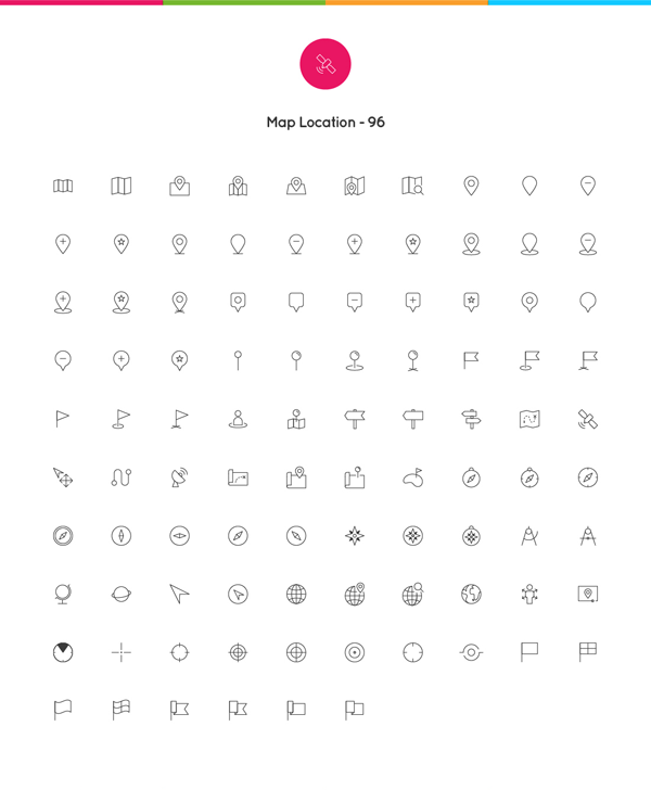 96 map location icons.