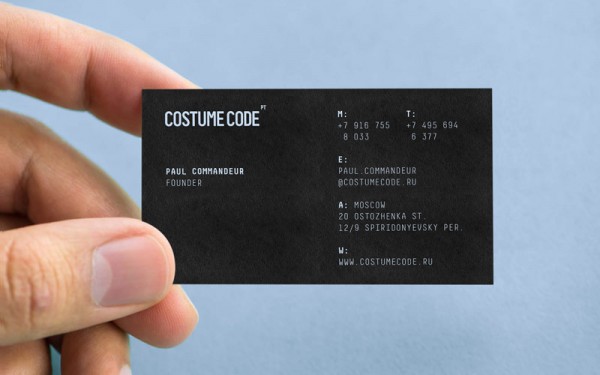Black version of the business card.
