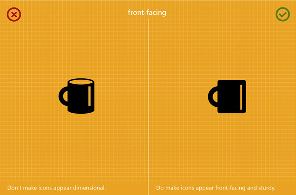 Do make icons look front-facing and sturdy.