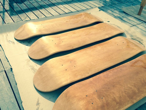The blank skateboard decks before the attachment.