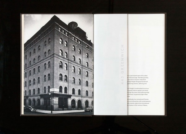 A first look inside the brochure with an old black and white photo of the historic building.