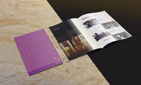 Brochure design with cover and inside pages.