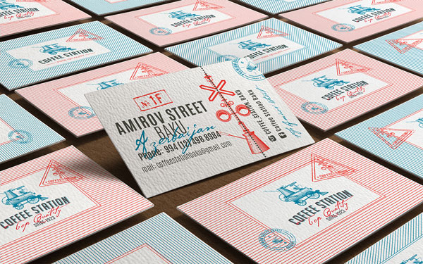 The Coffee Station business cards created by Olena Fedorova, a Lviv, Ukraine based graphic designer and illustrator.