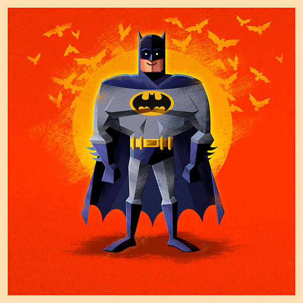 Batman mini print illustration by James White aka Signalnoise.