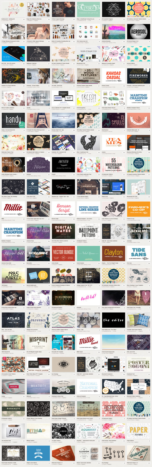 Creative Market's August Big Bundle 2015. 130 digital products worth $1,936 for only $39! This spevial offer is available only for a limited time!