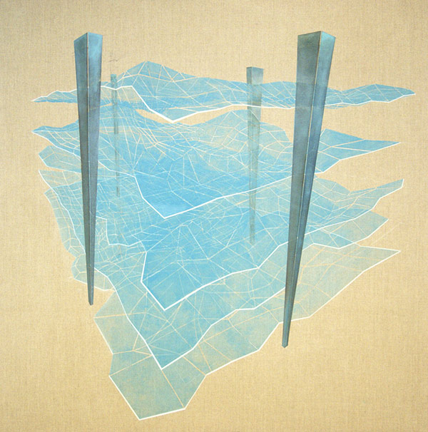 Rendering layers, (120x120cm Oil on cnavas, 2014)