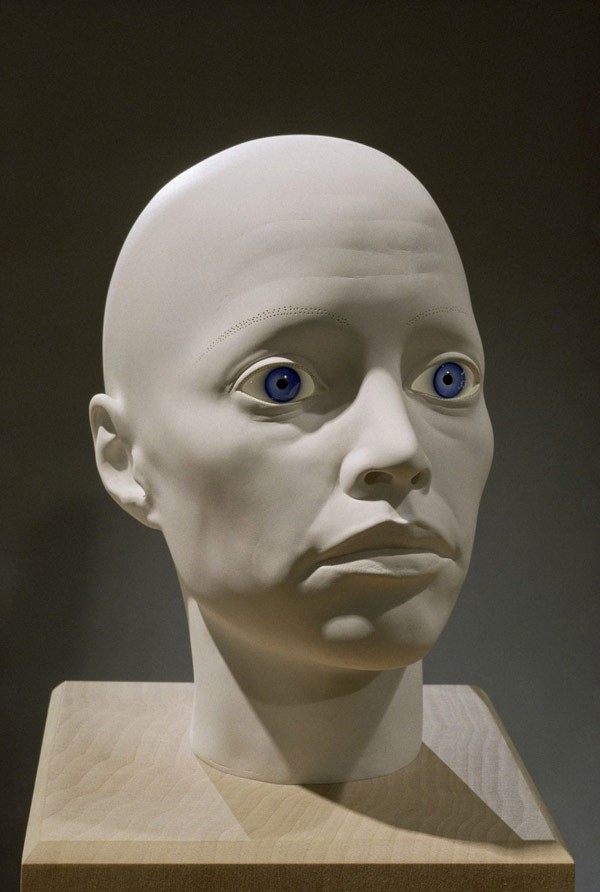 Head sculpture by artist Elizabeth King.