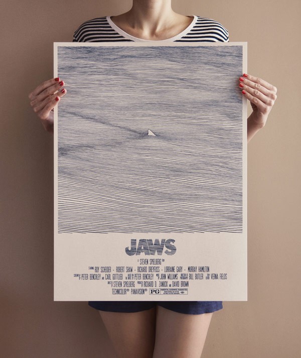 "Jaws", an art tribute poster drawn by Bartosz Kosowski.
