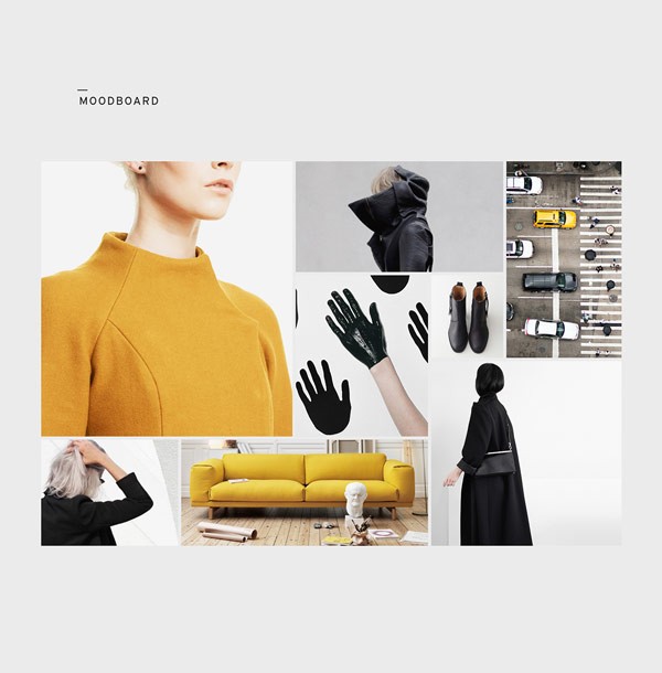 Moodboard – Art direction, branding, and graphic deign by Saxon Campbell for fashion label Rosalina Pong – New York.