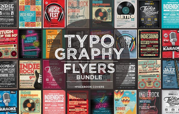 Typography flyers plus facebook covers.