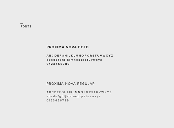 Corporate fonts: Proxima Nova Bold and Proxima Nova Regular.