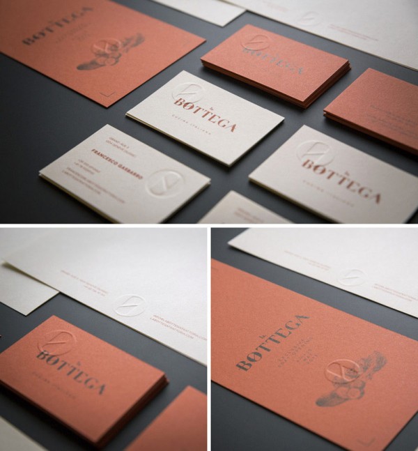 Some stationery materials and the business card set with embossed logo.