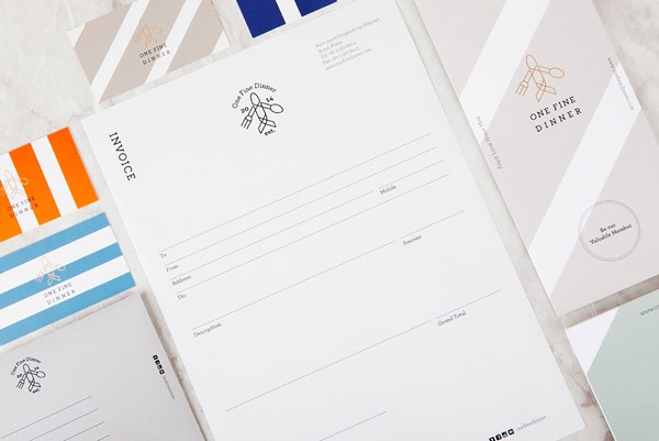 The stationery set including letterhead and business cards.
