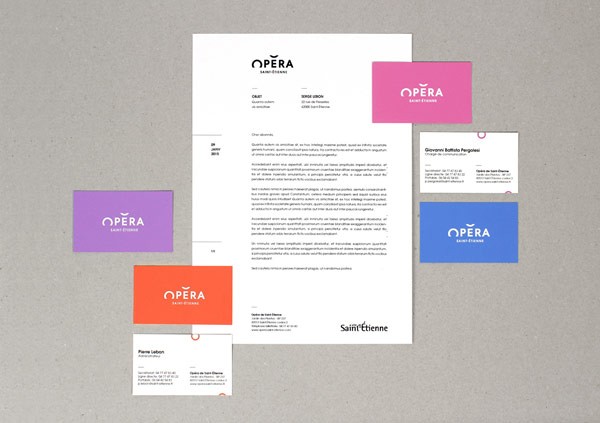 The stationery set including letterheads and business cards.