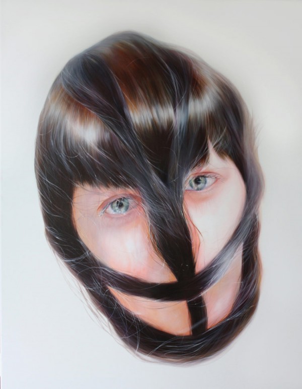 Work from a collection of hair-entrapped portraits.