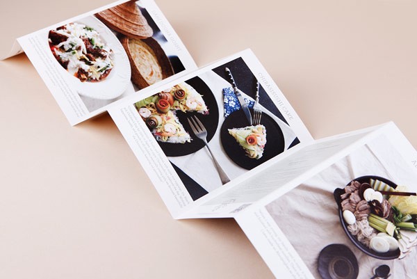 Leaflet with tasty food images and recipes of special dishes.