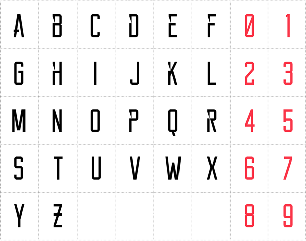 The regular character set with stylistic alternates.