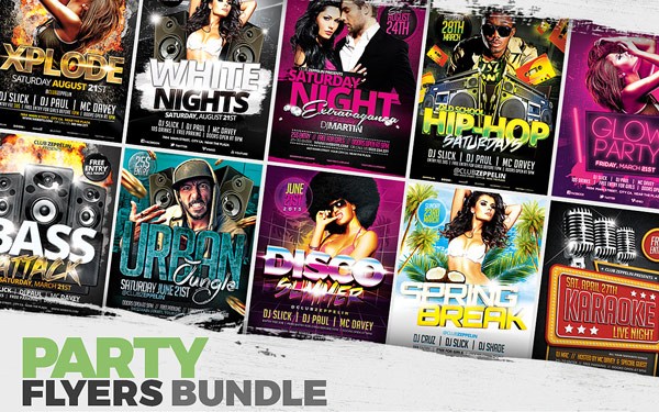 Amazing party flyers available as high quality and fully editable PSD files.
