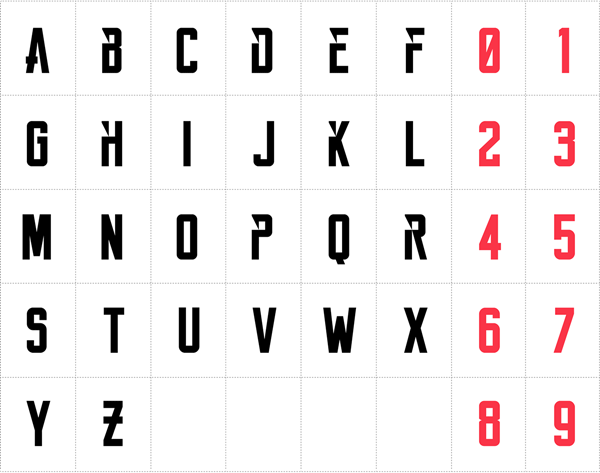 The bold character set with stylistic alternates.