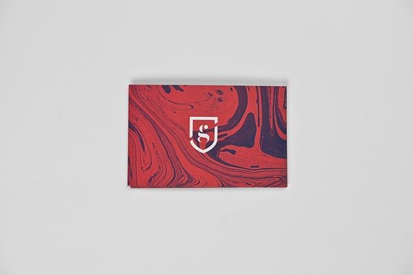 The marbled business card design.