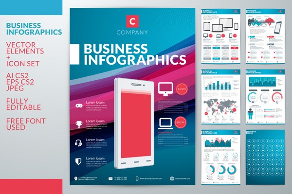 Business infographics with countless vector elements. You can use them for a variety of applications.