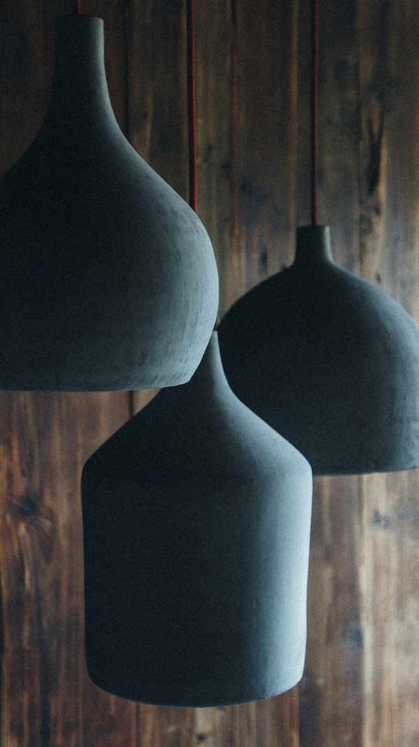 Hormigón, concrete pendant lamps created for Namuh. Product and interior design by Luis Luna.