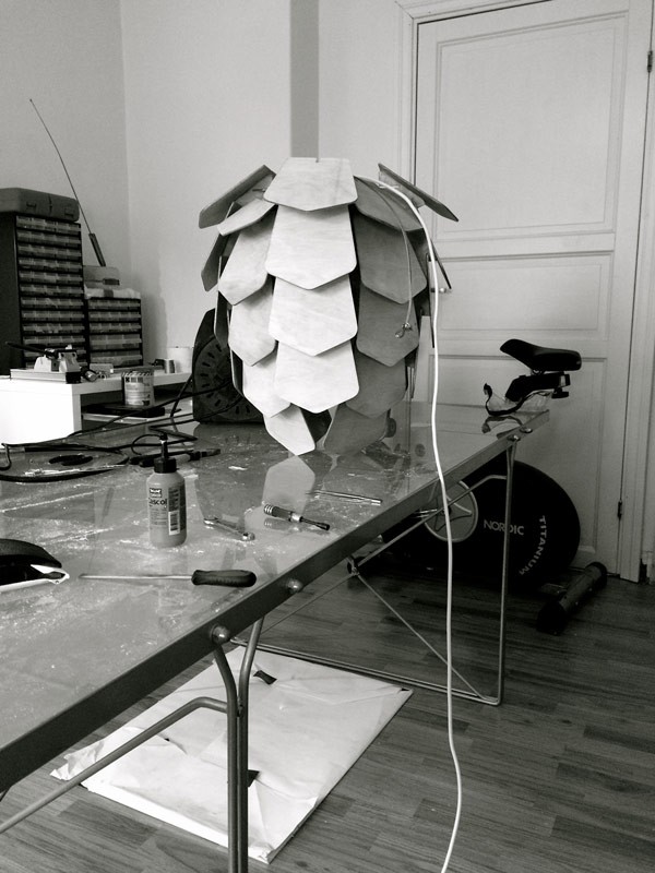 Showing the process of making the Dragons Nest design lamp.