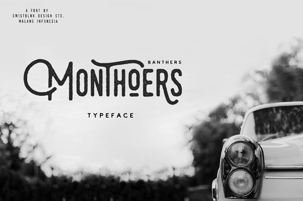 The Monthoers font, a handmade retro display typeface.