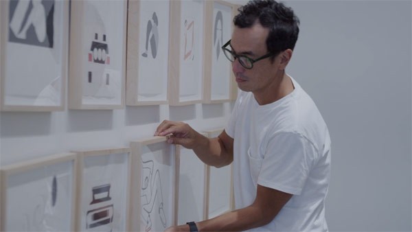 Still from the short documentary portrait of artist and designer Geoff McFetridge in conjunction with his recent show.