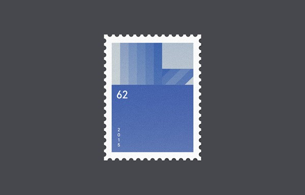 The stamp design is based on simple graphics.