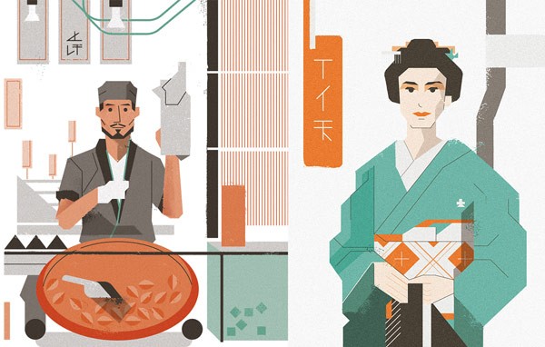 This series of editorial illustrations is inspired by Japanese culture.
